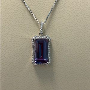 7.50CTS Simulated Alexandrite Pendant  SS Chain
